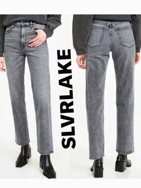 SLVRLAKE London Cropped Straight Jeans High Rise Grey US 25